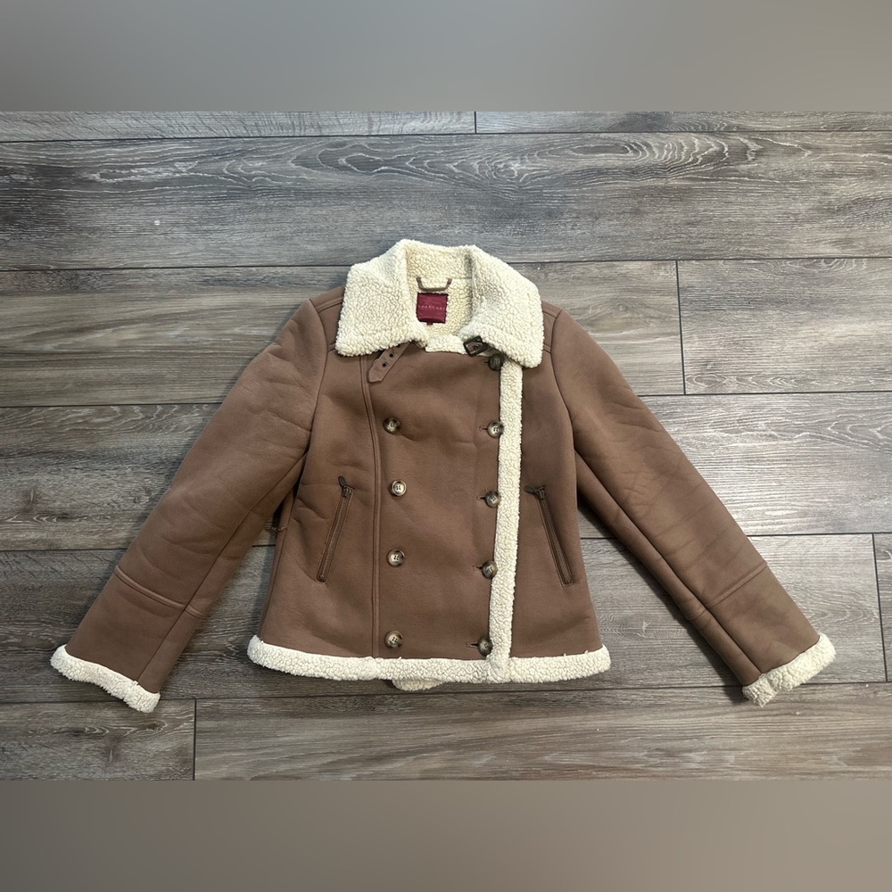 Smart Set Brown Teddy Jacket with Cream Accents/ woman’s size M - Picture 2 of 11
